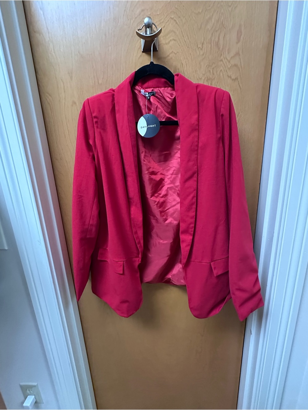 Tailored Open-Front Red Blazer Jacket